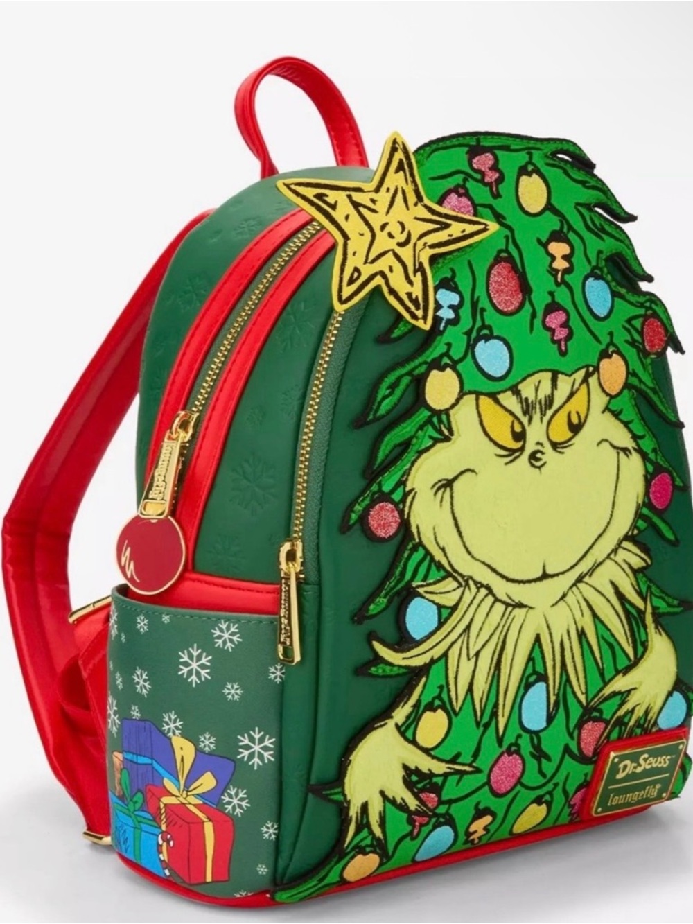 NWT Loungefly Dr. Seuss HowGrinch Stole Christmas! Tree Light-Up Mini Backpack. - Picture 2 of 6